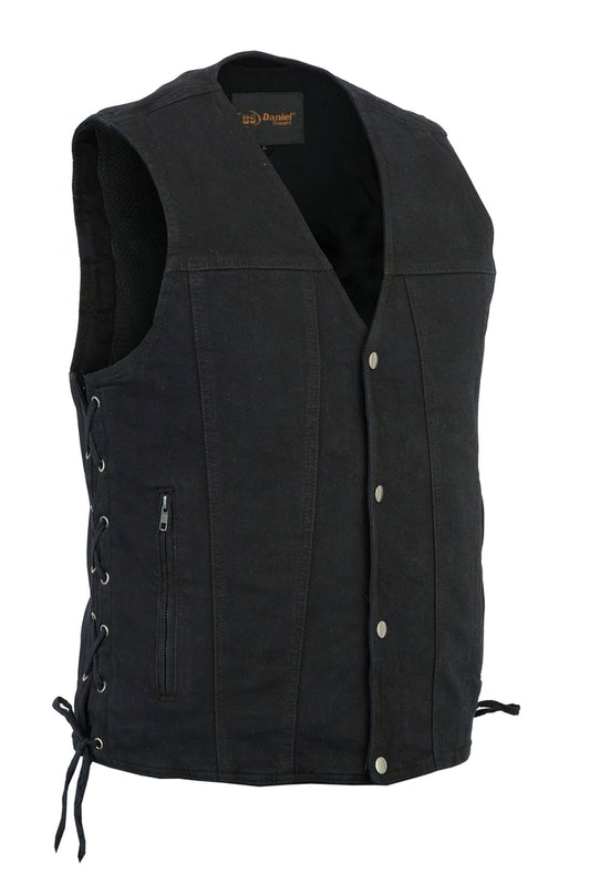 Black Denim Single Panel Back
