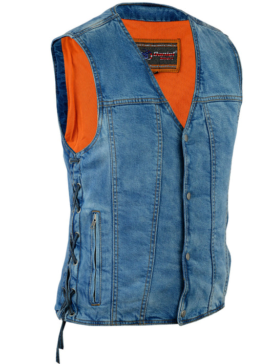Blue Denim Single Panel Laced Vest