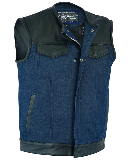 Black/Broken Blue Denim Leather Combo