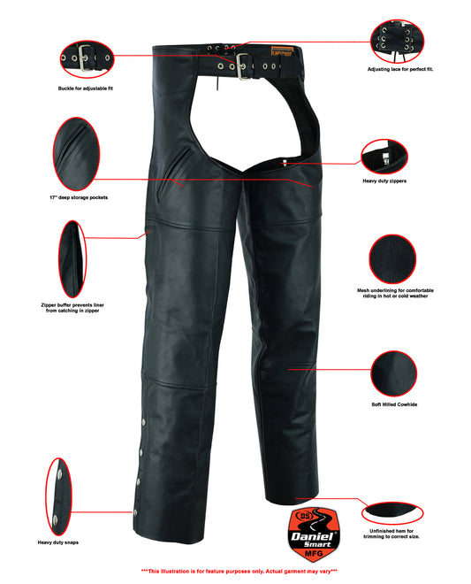 Unisex Dual Pocket Leather Chaps