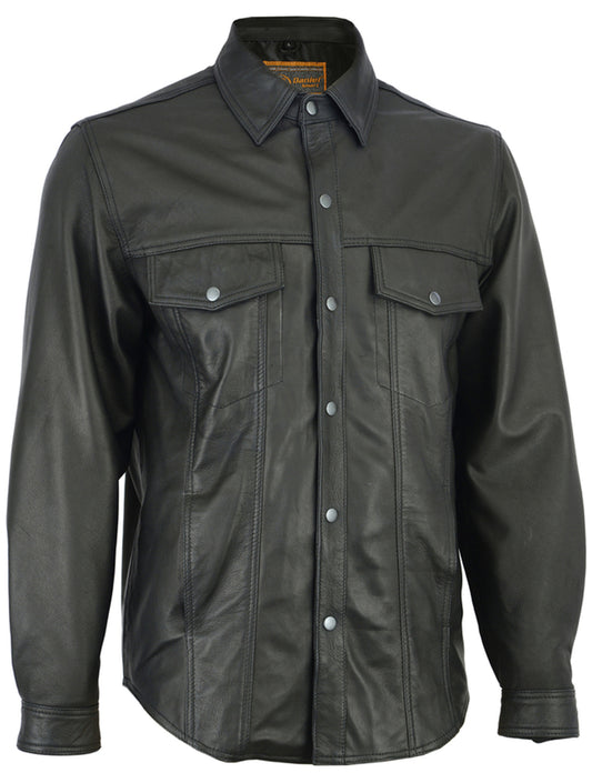 Black Leather Buttoned Shirt