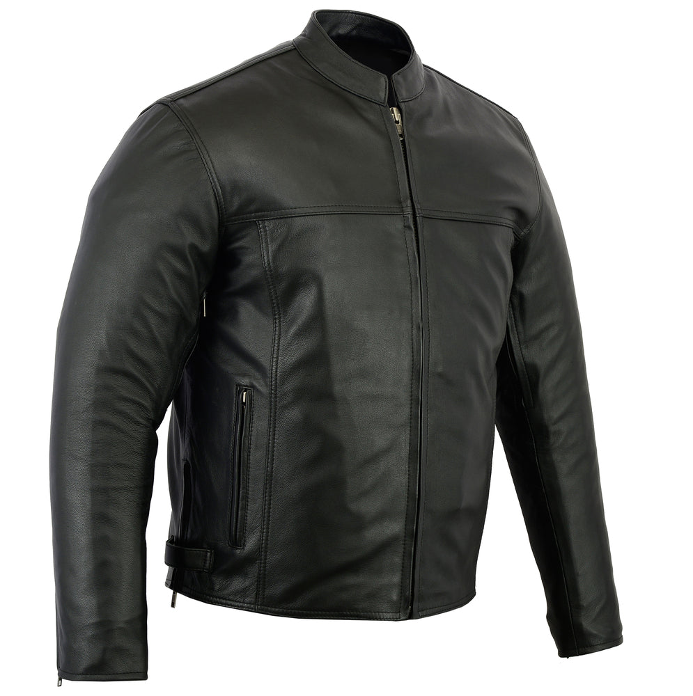 Black Scooter Leather Jacket Reflective Back