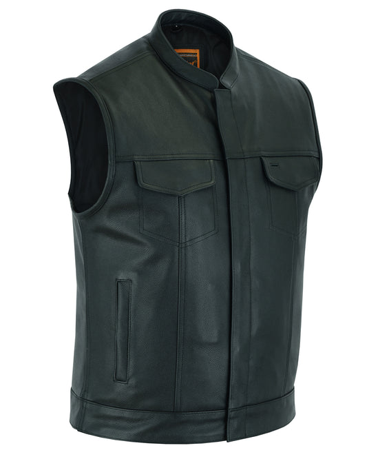 Leather Club Style Collared Vest