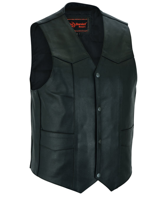 Traditional Single Panel Back Leather Vest