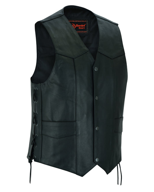 Traditional Single Panel Leather Laced Vest