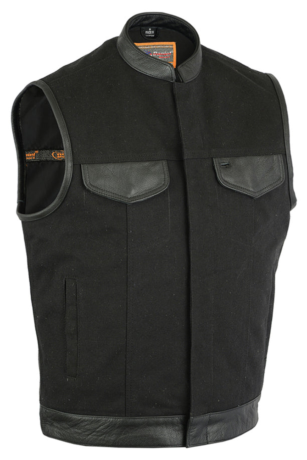 Black Canvas/Leather Trim Club Vest